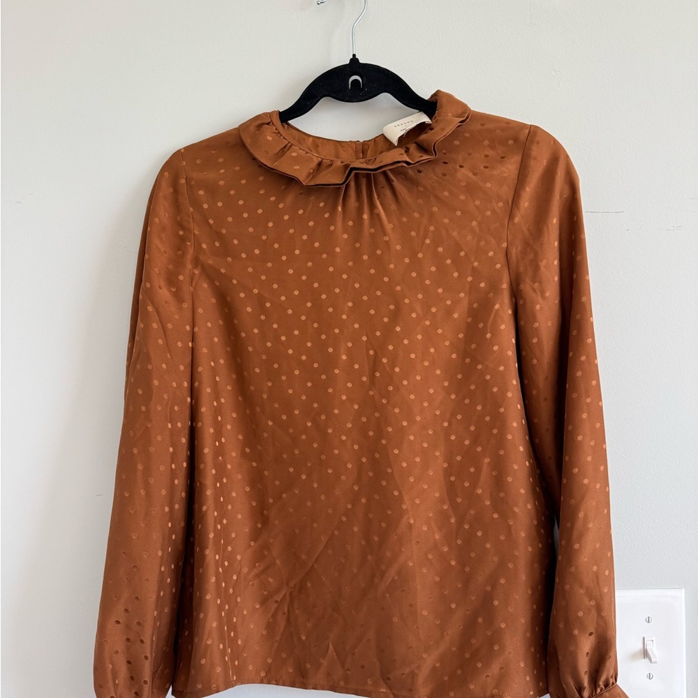 Sezane x Manoush Brown Polka Dot Blouse